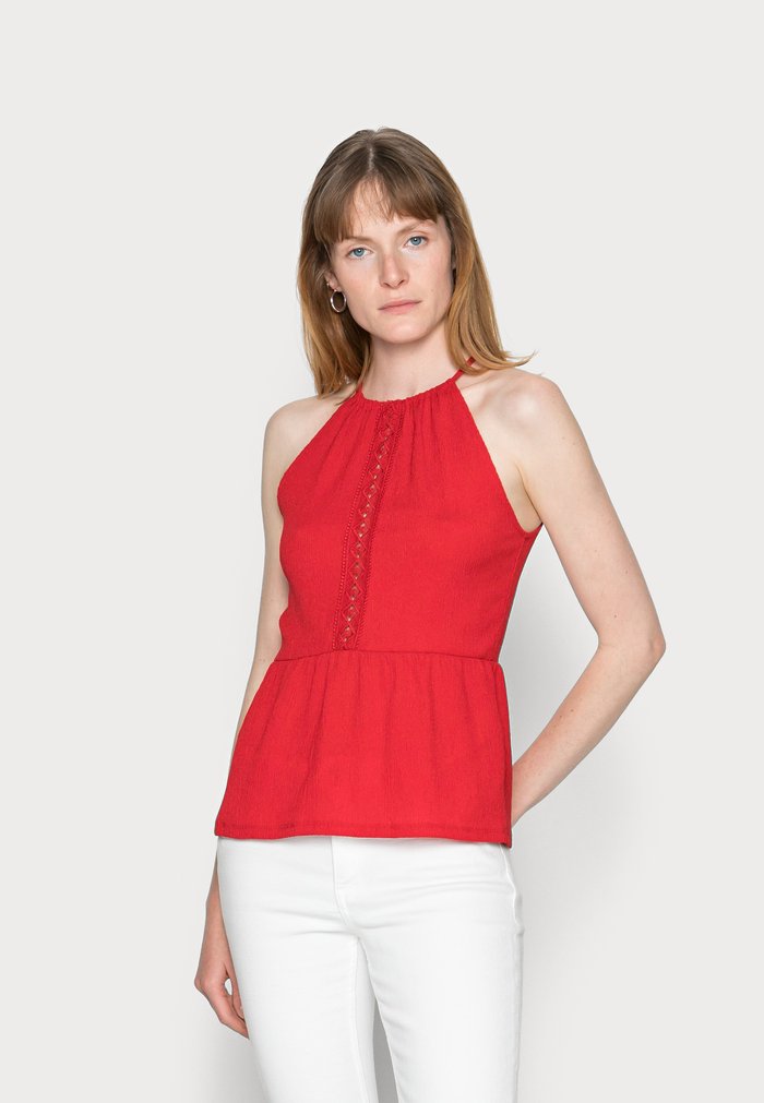 Hauts Anna Field TRIM INSERT HALTERNECK Rouge Femme | CKD-1109373